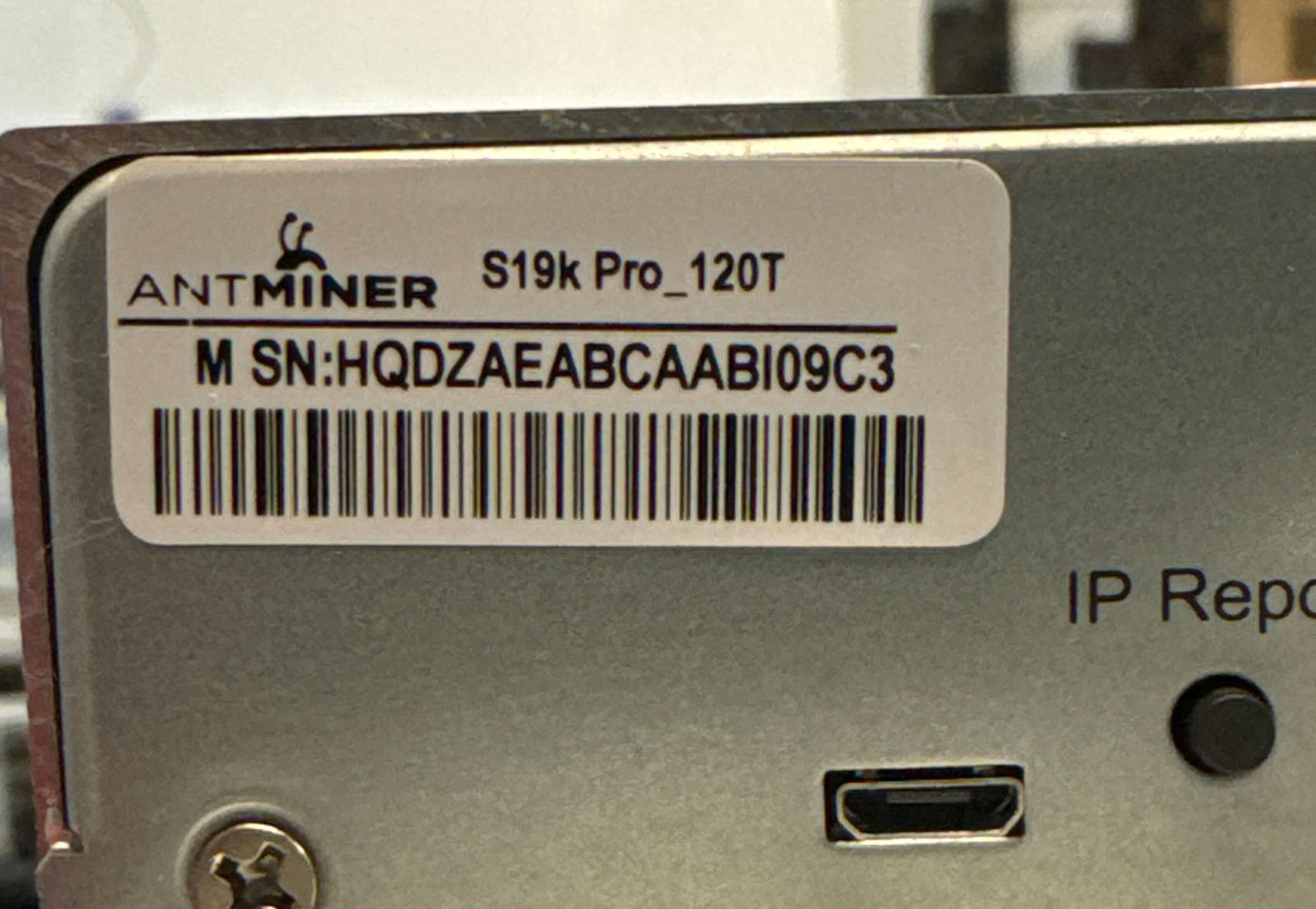 $.075 Hosting - NEW Bitmain Antminer S19K Pro 120 Th/s - Serial# HQDZAEABCAABI09C3